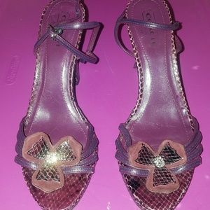Coach purple snakeskin strappy heel